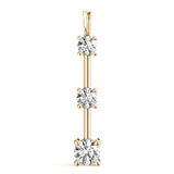 14K Yellow Gold 1 CT Diamond Three Stone Pendant