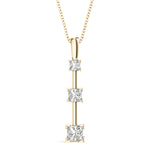 14K Yellow Gold Square Diamond Three Stone Pendant