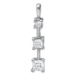 14K White Diamond Three Stone Pendant