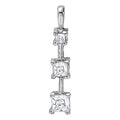 14K White Diamond Three Stone Pendant