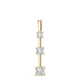 14K Yellow Gold Square Diamond Three Stone Pendant