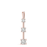 14K Rose Gold Square Diamond 3-Stone Pendant Necklace