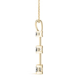 14K Yellow Gold Square Diamond Three Stone Pendant
