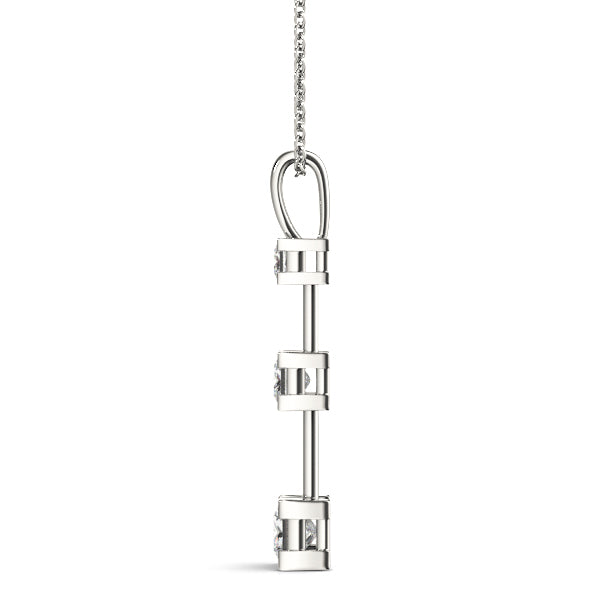 14K White Diamond Three Stone Pendant