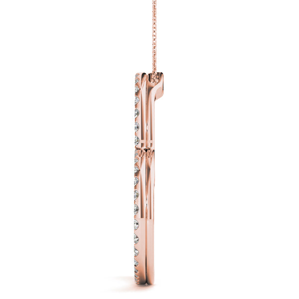 14K Rose Gold Round Diamond Fashion Pendant
