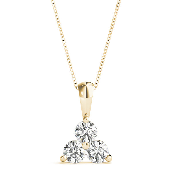 14K Yellow Gold 1ctw Round Diamond 3-Stone Pendant