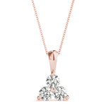 14K Rose Gold 1 CT Diamond 3-Stone Pendant