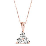 14K Rose Gold 1 CT Diamond 3-Stone Pendant