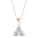 14K Yellow Gold 1ctw Round Diamond 3-Stone Pendant
