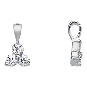 14K White Gold 1 CT Three Stone Diamond Pendant