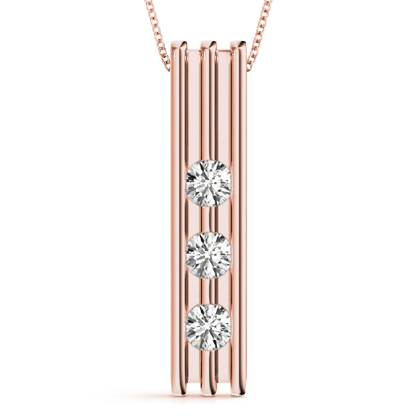 18K Rose Gold 3-Stone Diamond Pendant