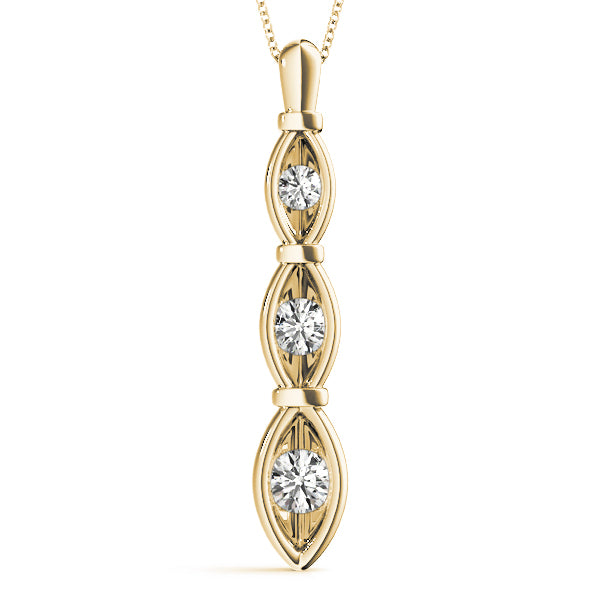 14K Yellow Gold 1/2 ct Diamond Three-Stone Pendant