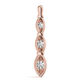 14K Rose Gold Diamond Three Stone Pendant Necklace