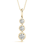 14K Yellow Gold 0.35ctw Diamond Three Stone Pendant