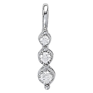 18K White Gold 1/2 ct Diamond Three-Stone Pendant