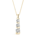 14K Yellow Gold 1 CT Diamond Three Stone Pendant