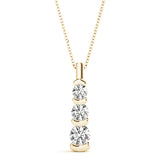 14K Yellow Gold 1 CT Diamond Three Stone Pendant