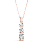 1 ct Rose Gold Round Diamond Three-Stone Pendant