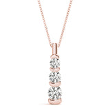 1 ct Rose Gold Round Diamond Three-Stone Pendant