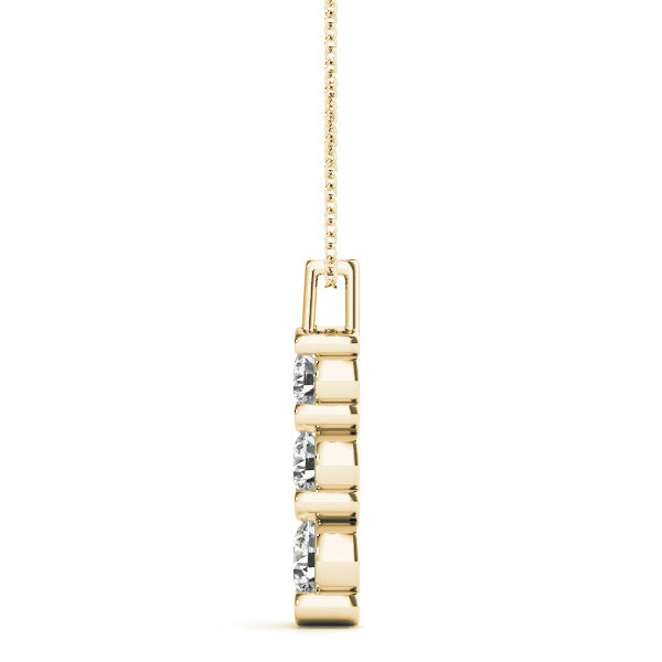 14K Yellow Gold 1 CT Diamond Three Stone Pendant