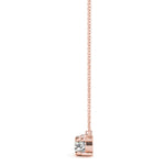 14K Rose Gold Diamond Three Stone Pendant Necklace
