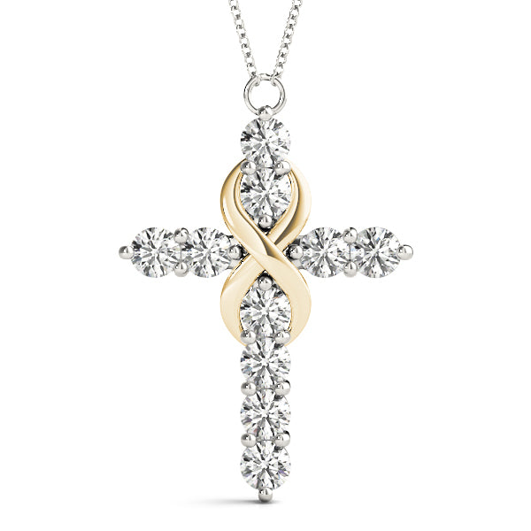 14K Yellow Gold Diamond Cross Pendant