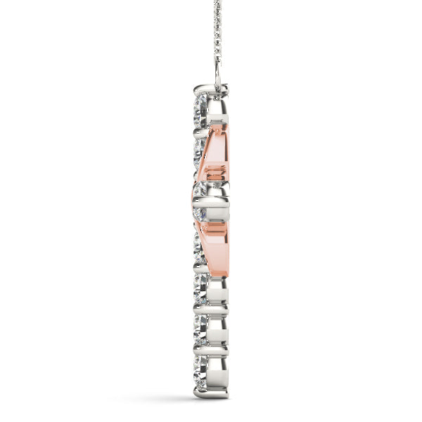 14K Rose Gold Diamond Cross Pendant