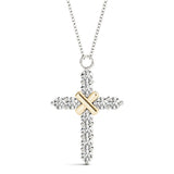 14K Yellow Gold 1 CT Diamond Cross Pendant