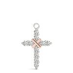 14K Rose Gold Diamond Cross Pendant