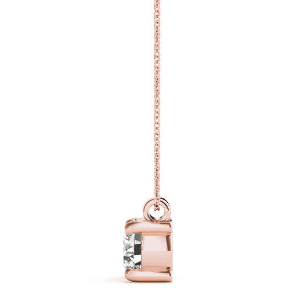 18K Rose Gold Round Diamond Solitaire Pendant
