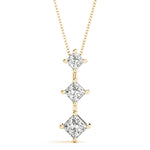 14K Yellow Gold Square Diamond Three-Stone Pendant