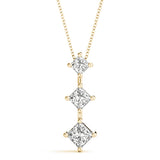14K Yellow Gold Square Diamond Three-Stone Pendant