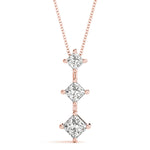 Rose Gold 0.76 CT Square Diamond Three-Stone Pendant