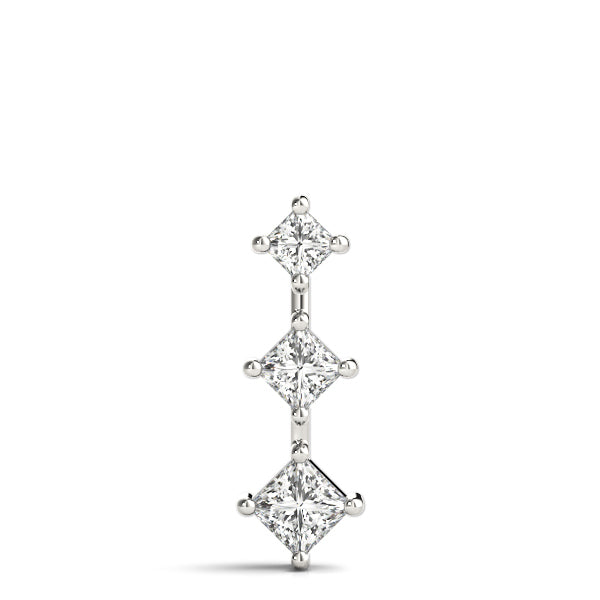 14K White Diamond Three Stone Pendant