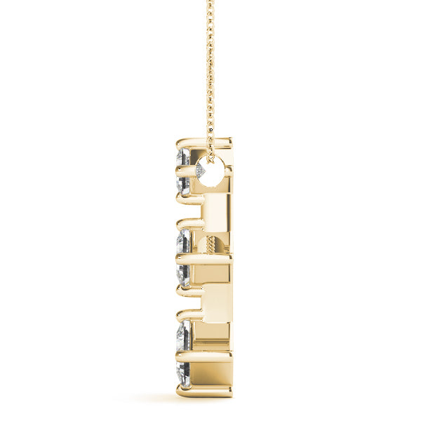 14K Yellow Gold Square Diamond Three-Stone Pendant