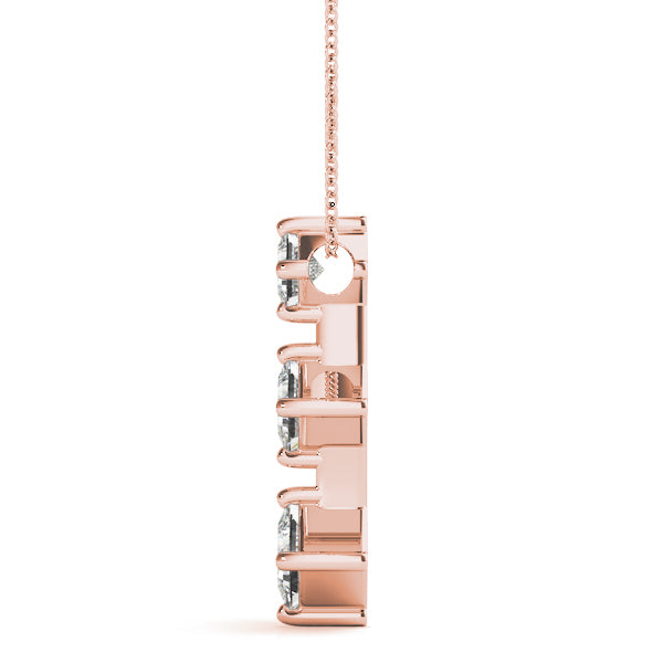 18K Rose Gold Square Diamond 3-Stone Pendant