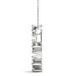 14K White Diamond Three Stone Pendant