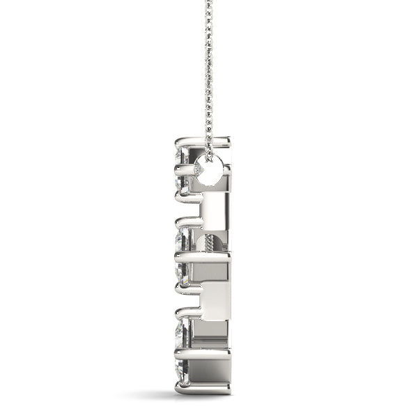 1 CT Platinum Square Diamond Three Stone Pendant