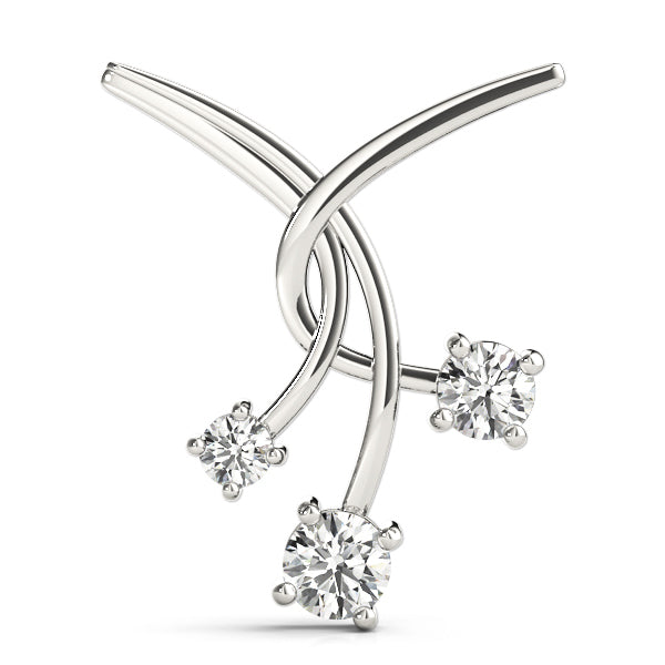 18K White Gold 1 ct Diamond Three-Stone Pendant Necklace