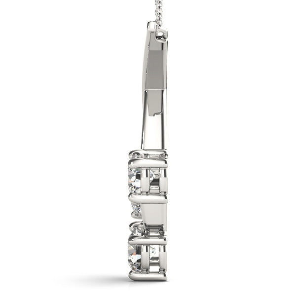 14K White Gold 1 CT Round Diamond Pendant Necklace