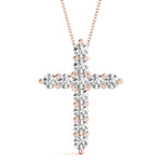 14K Rose Gold Diamond Cross Pendant