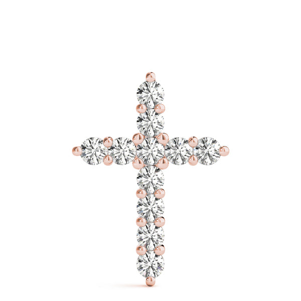 14K Rose Gold Diamond Cross Pendant