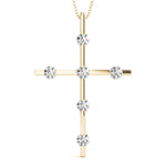 14K Yellow Gold Diamond Cross Pendant