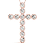 14K Rose Gold Diamond Cross Pendant