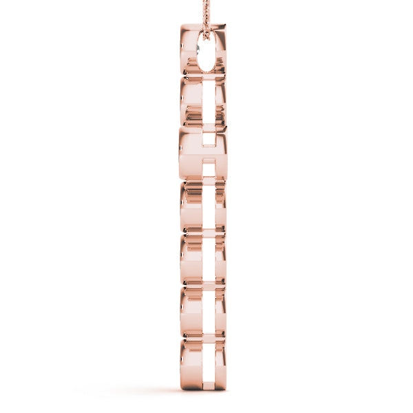 14K Rose Gold Diamond Cross Pendant