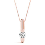 14K Rose Gold Round Diamond Solitaire Pendant