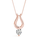 14K Rose Gold Round Diamond Solitaire Pendant