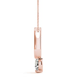 14K Rose Gold Round Diamond Solitaire Pendant