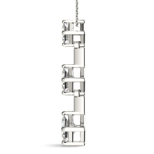Diamond Three Stone 14K White Gold Pendant
