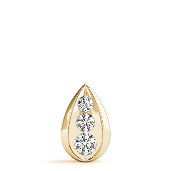 14K Yellow Gold 1 CT Diamond Three Stone Pendant